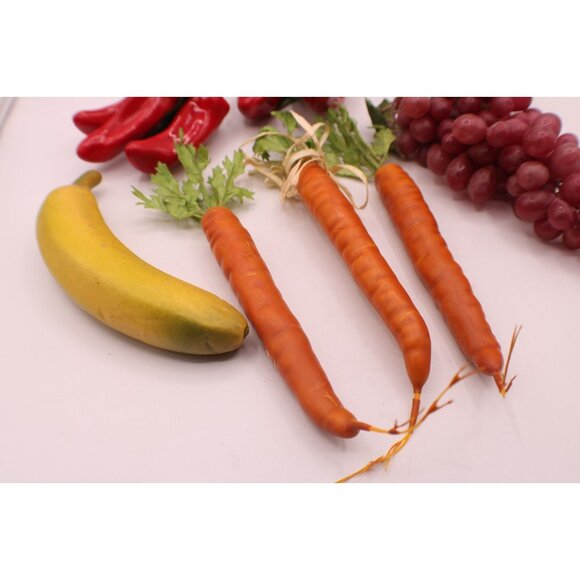 Artificial Fruit and Vegetables Carrots Grapes Banana Pepper Cucumber Decor Vtg - Picture 3 of 8